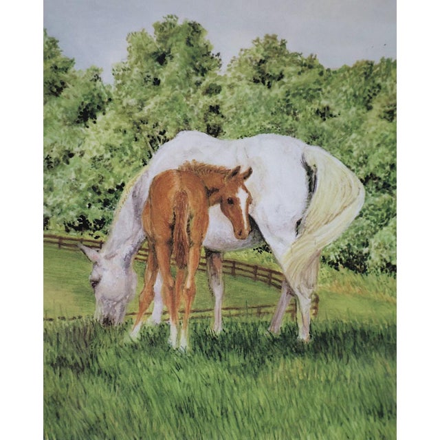 Original mixed media equestrian painting by American wildlife and animal artist Pamela Baldwin (1944–2021), depicting a...