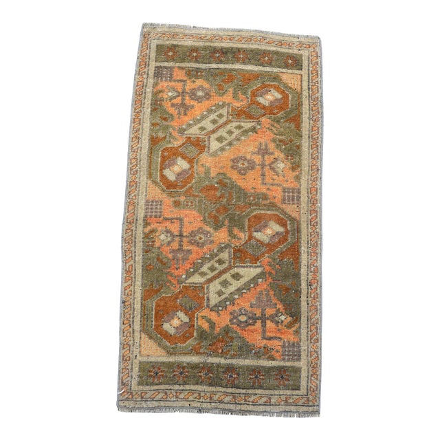 1960s Vintage Orange and Brown Rug For Sale