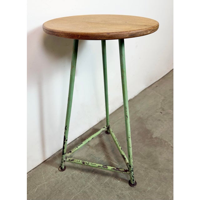 Wood Industrial Green Workshop Stool, 1960s For Sale - Image 7 of 13