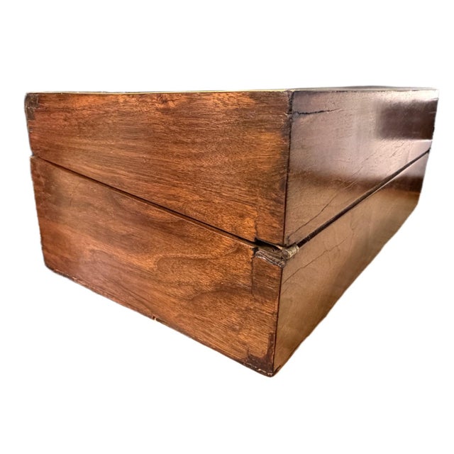 19th Century Victorian Burr Walnut & Brass Campaign Writing Slope W/Fully Intact Secret Drawers For Sale - Image 6 of 15
