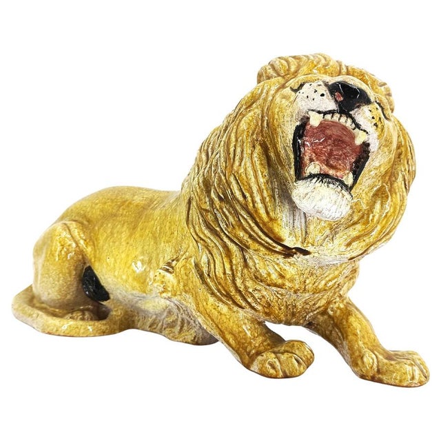 Italian Glazed Terracotta Lion Sculpture, 1960s For Sale - Image 11 of 11