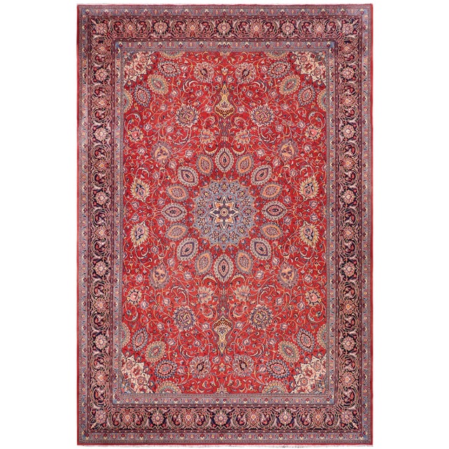 Shabby Chic Persian Rust/Blue Wool Rug - 9'9'' X 13'0'' For Sale - Image 10 of 10