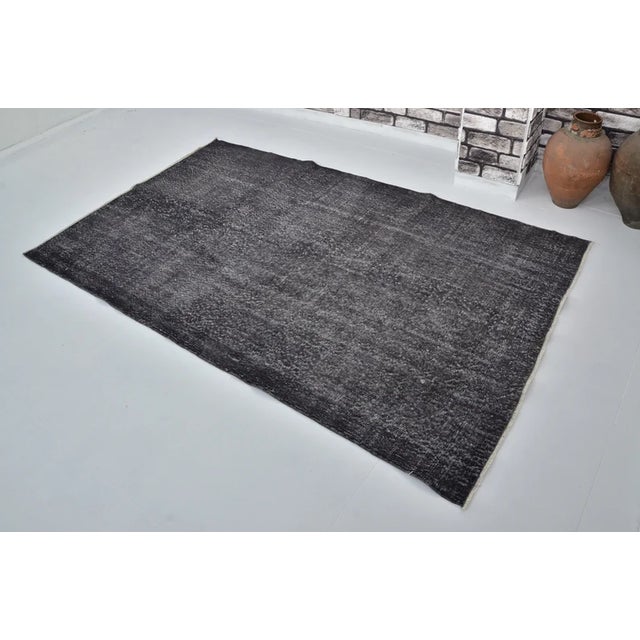 Textile Vintage Turkish Oushak Black Rug For Sale - Image 7 of 10