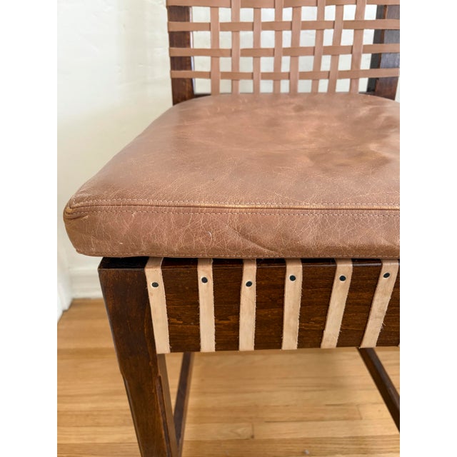 Vintage Woven Leather and Wood Counter Stool For Sale - Image 16 of 16