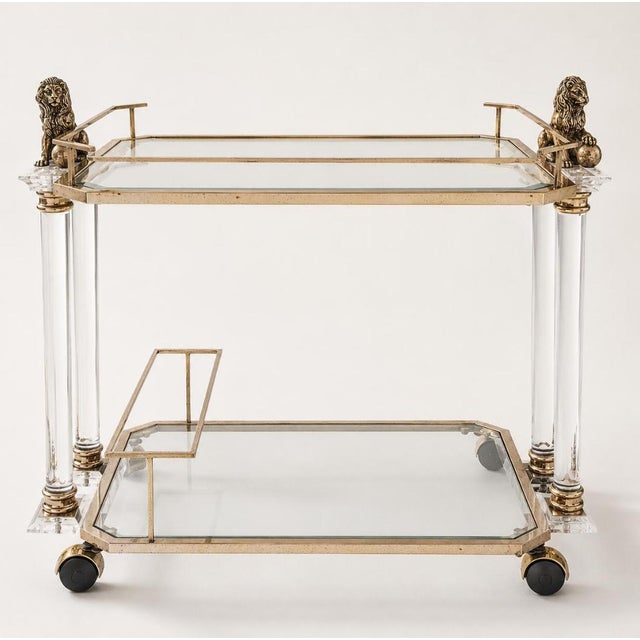 Vintage Italian Serving Trolley in Brass, 1970s For Sale - Image 12 of 12