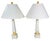Hollywood Regency Pair of Natural Light Co. White Wooden Obelisk Table Lamps With Cream Ball Accents and Shades For Sale - Image 3 of 10