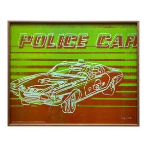 Andy Warhol Foundation Vintage Offset Lithograph Print Framed Pop Art Poster " Police Car " 1983