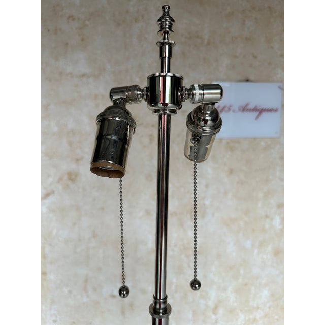 Pair of French Mid-Century Polished Nickel Tripod Floor Lamps For Sale In New York - Image 6 of 14