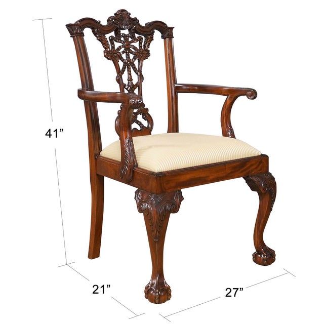 This set of ten Carved Mahogany Chippendale Dining Chairs by Niagara Furniture are also often referred to as ribbon back...
