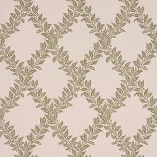Schumacher Tyninghame Trellis Wallcovering In Sage For Sale