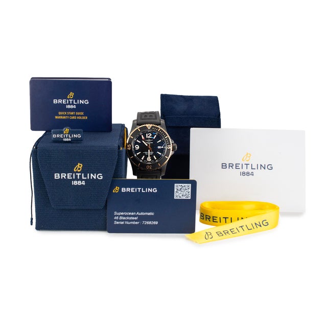 Breitling Superocean 46mm U17368 Black Rubber Steel Two-Tone Rose Gold Watch For Sale - Image 10 of 11