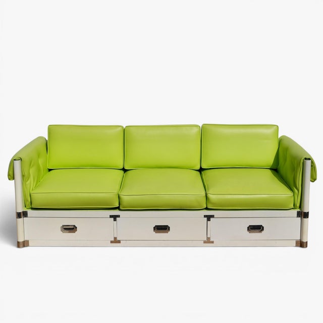 Mid-Century Modern Mid Century Bernhardt Campaign Case Marge Carson Style Sofa Daybed For Sale - Image 3 of 10
