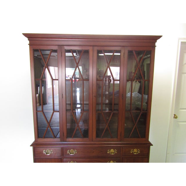 1970s Henkel Harris Solid Cherry China Cabinet For Sale - Image 5 of 10