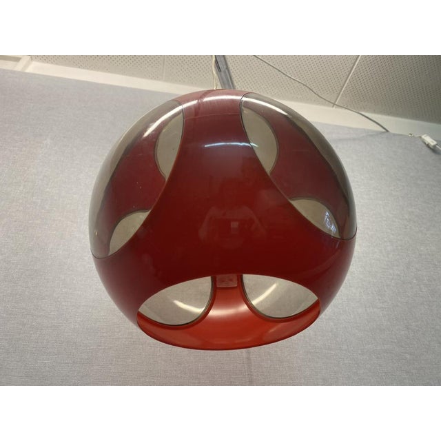 Plastic Vintage Colani Ufo Ceiling Lamp in Red Plastic from Massive, 1970s For Sale - Image 7 of 18