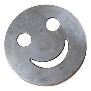 Vintage Metal Smiley-Face Shape Coaster, Italy, 1980s For Sale