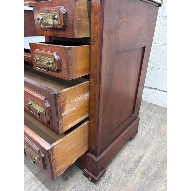 Brown Antique 1800s Victorian Eastlake Walnut Dressing Stand Dresser Bedroom Vanity For Sale - Image 8 of 14