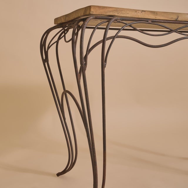 1980s French Wrought-Iron Console Table in the Manner of Andre Dubreuil For Sale In Chicago - Image 6 of 12