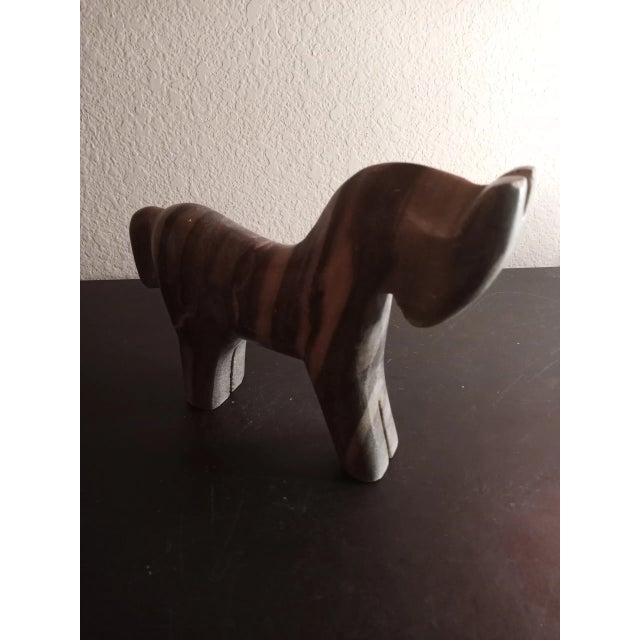 Stone 1980s Hand Carved Solid Grey Marble Horse Figurine For Sale - Image 7 of 9