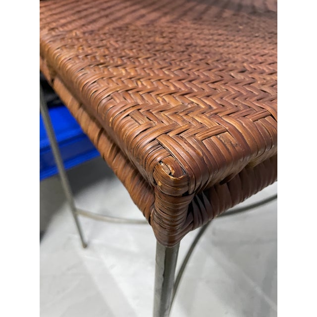 Brown Conran Iron Console Table With Woven Rattan Top For Sale - Image 8 of 9
