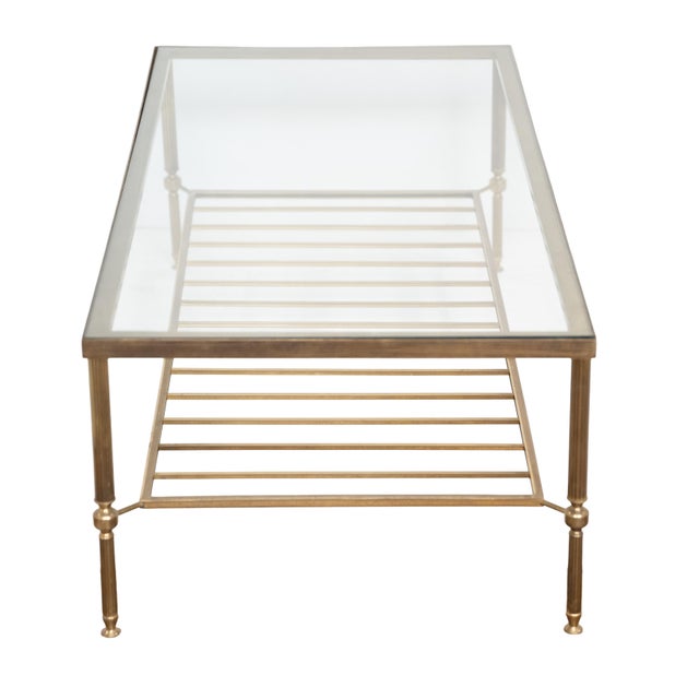 Mid 20th Century French Modern Cocktail or Coffee Low Table of Brass and Glass For Sale - Image 5 of 10