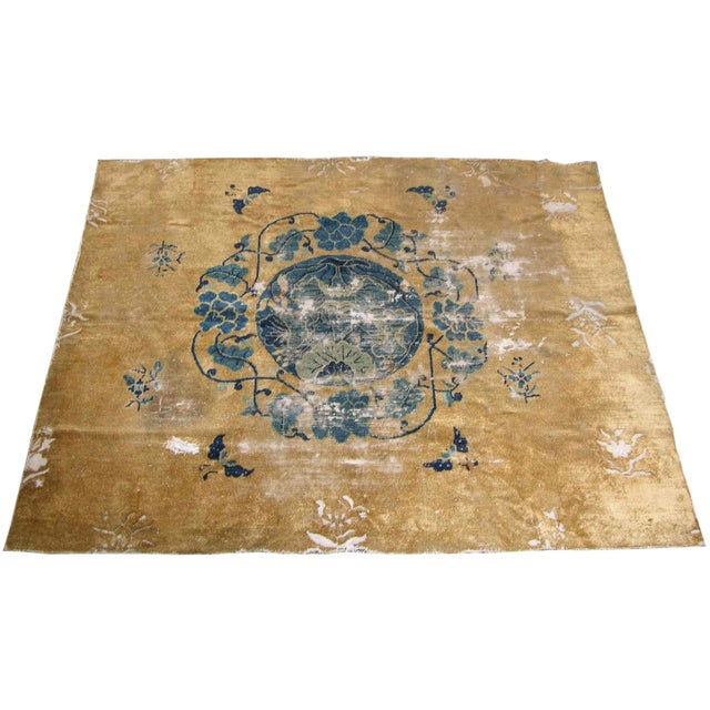 1800s Antique Chinese Floral Design Rug For Sale - Image 11 of 11