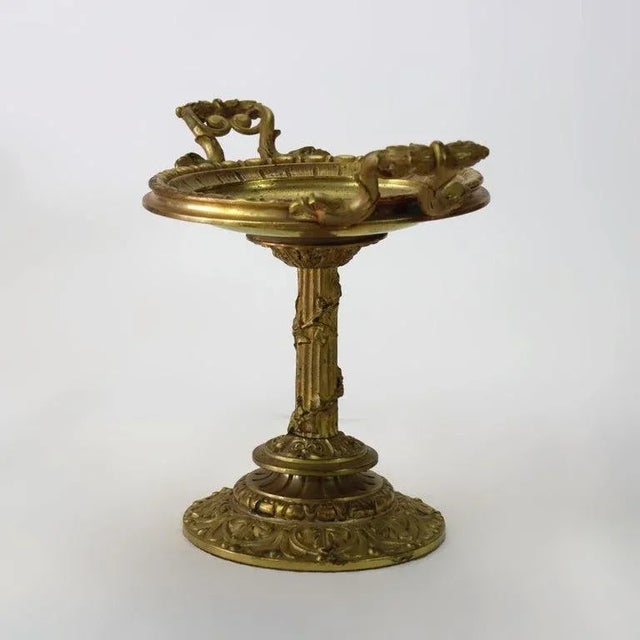 Metal Antique Gilt Bronze Tazza With Fluted Column C1880 For Sale - Image 7 of 9