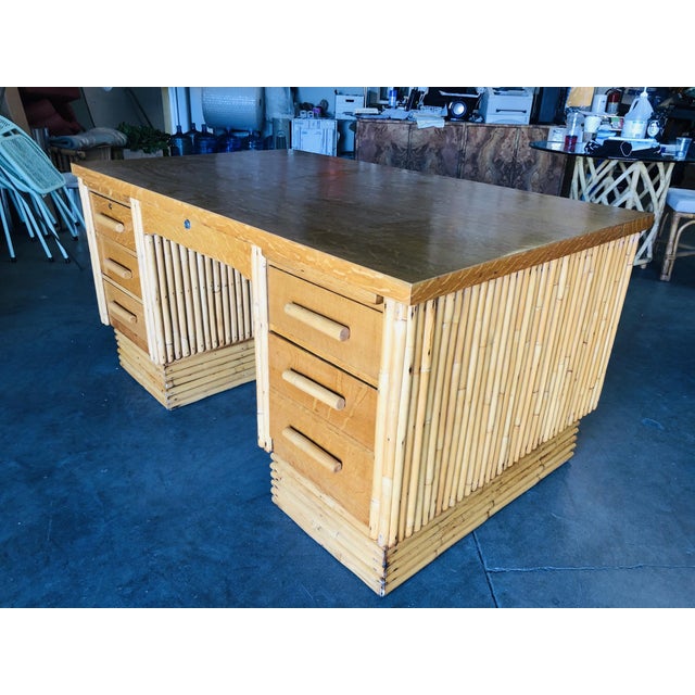 1940s Boho Chic Rattan Executive Desk Chairish