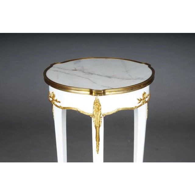 White 20th Century French Salon Side Table in White attributed toF. Linke For Sale - Image 8 of 12