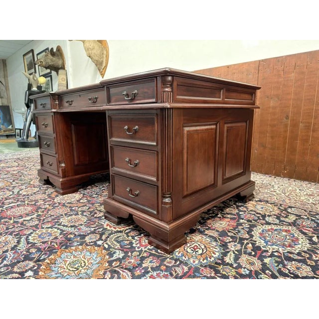 English Chesterfield Partners Desk For Sale - Image 6 of 18