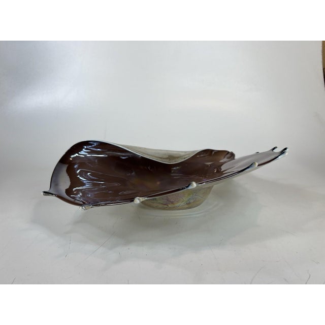 Vintage Krosno Jozefina Poland Art Glass Shell Clam Centerpieces Platter Bowl For Sale - Image 10 of 12