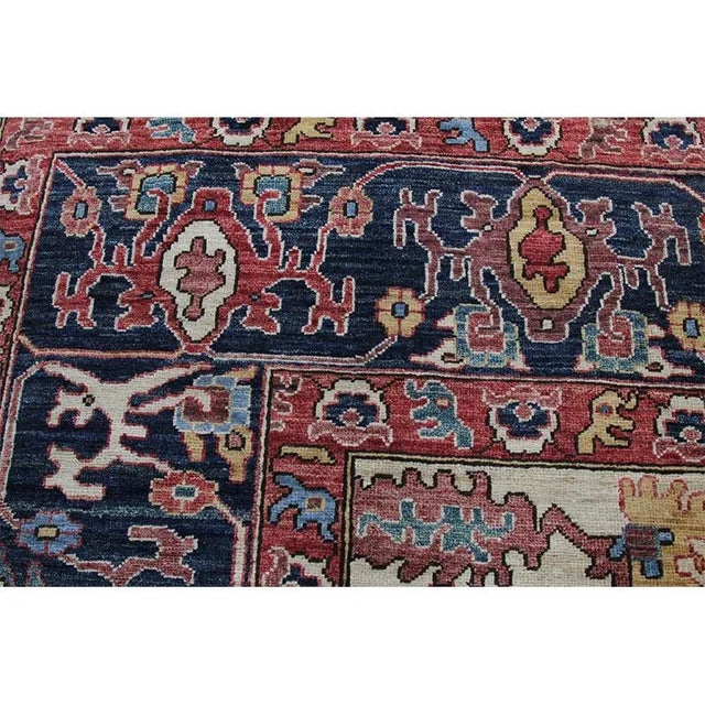 Blue Handwoven Blue/Navy Serapi Style Rug 10'1" X 13'10" For Sale - Image 8 of 10