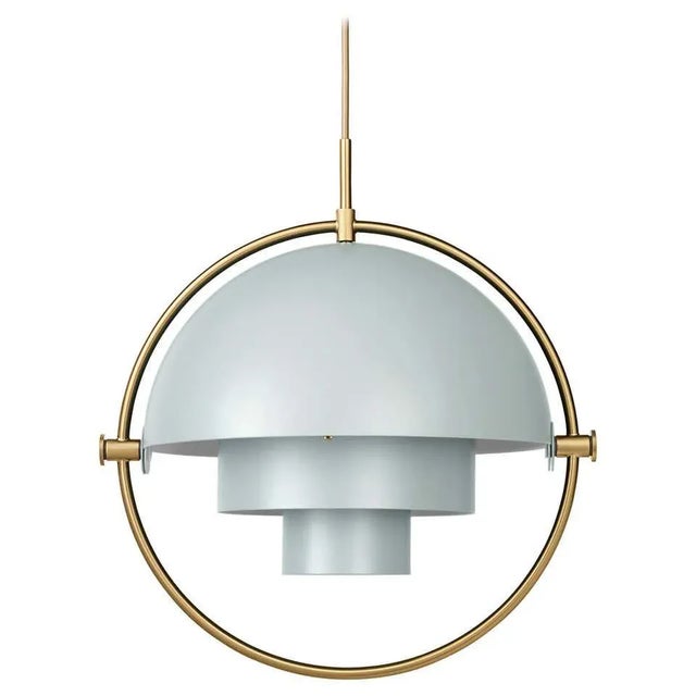 Louis Weisdorf 'Multi-Lite' Pendant Lamp in Sea Gray and Brass For Sale In Los Angeles - Image 6 of 6