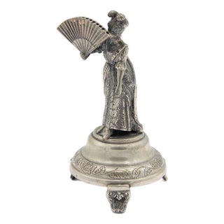 Silver Toothpick Holder with Japanese Geisha Figure For Sale