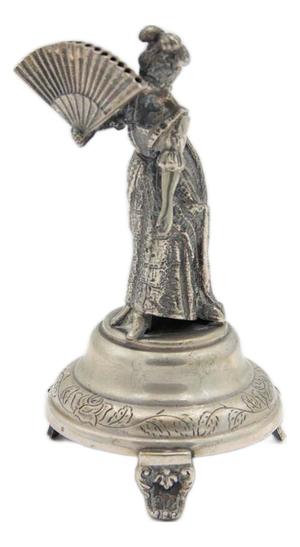 Silver Toothpick Holder with Japanese Geisha Figure