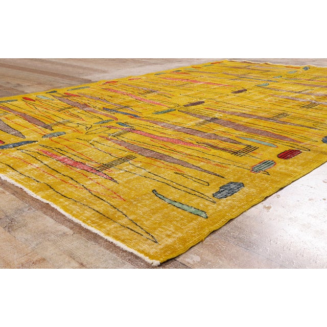 Goldenrod Zeki Muren Vintage Turkish Sivas Rug, 07'04 X 10'06 For Sale - Image 8 of 10