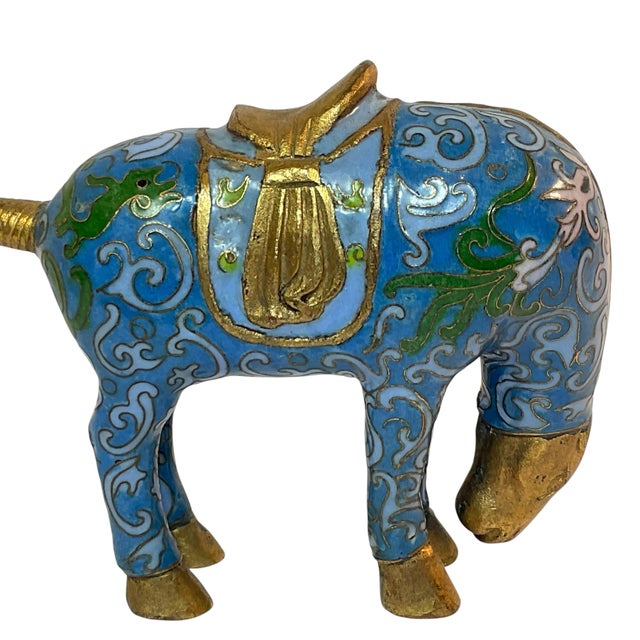 Metal Chinese Cloisonné Grazing Horse Statue Figurine Vintage For Sale - Image 7 of 11