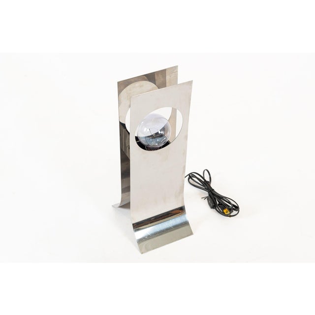 Metal Mid Century Modern Silver Table Lamp by Francois Monnet For Sale - Image 7 of 12