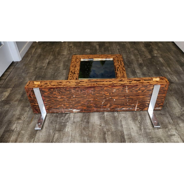 Rare Vintage Burnt Bamboo Floating Console Table and Wall Mirror For Sale - Image 12 of 12