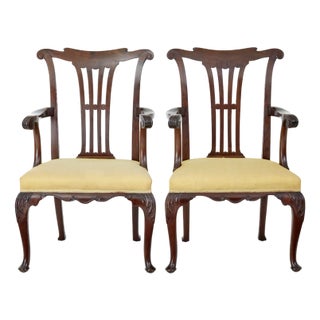 Set of 19th Century Chippendale Design Mahogany Armchairs, 1890 For Sale