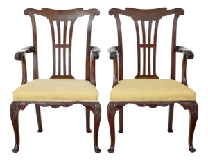 Set of 19th Century Chippendale Design Mahogany Armchairs, 1890