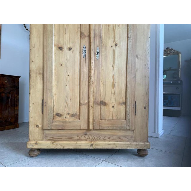 Biedermeier Farmhouse Natural Wood Cupboard in Softwood For Sale - Image 9 of 14