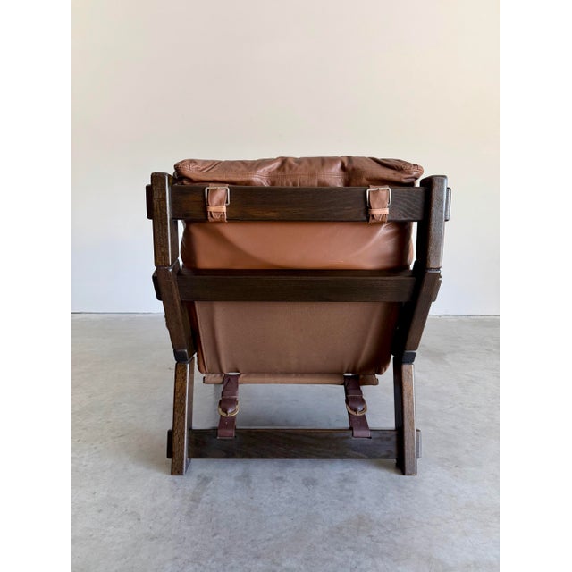 Brown 1970s Gerard Van Den Berg for Montis Attrb Dutch Brutalist Leather Lounge Chair For Sale - Image 8 of 9