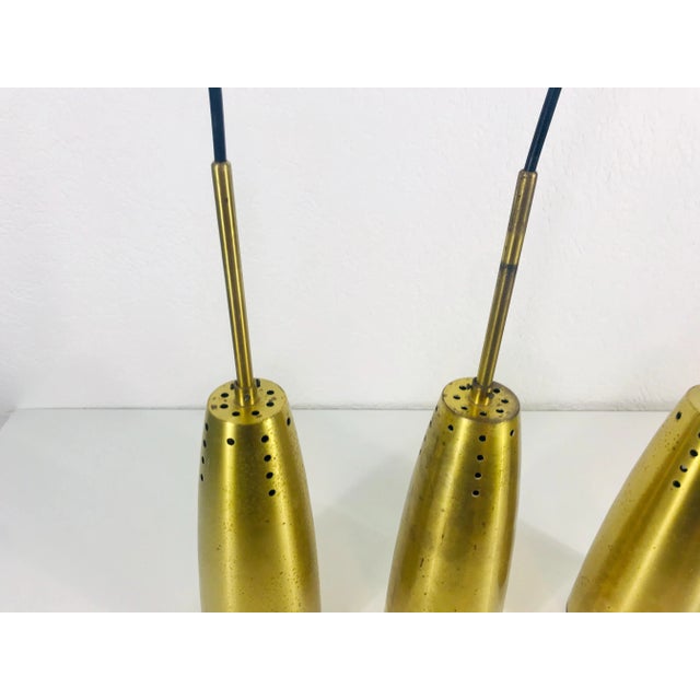 1950s 1950s Mid-Century Modern Brass Pendant Lamps, Germany - Set of 3 For Sale - Image 5 of 13