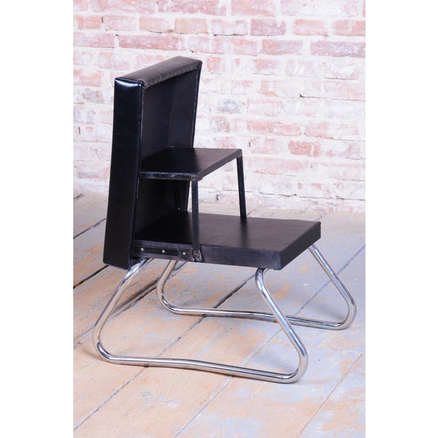 Bauhaus Stool in Genuine Leaher and Chrome, 1960s For Sale - Image 6 of 9