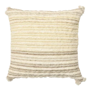Boho Chic Style Modern Wool and Cotton Pillow in Beige