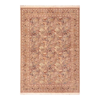 Shabby Chic Floral 1990's Pak-Persian Beige/Gold Wool Rug - 6'3'' X 9'1'' For Sale