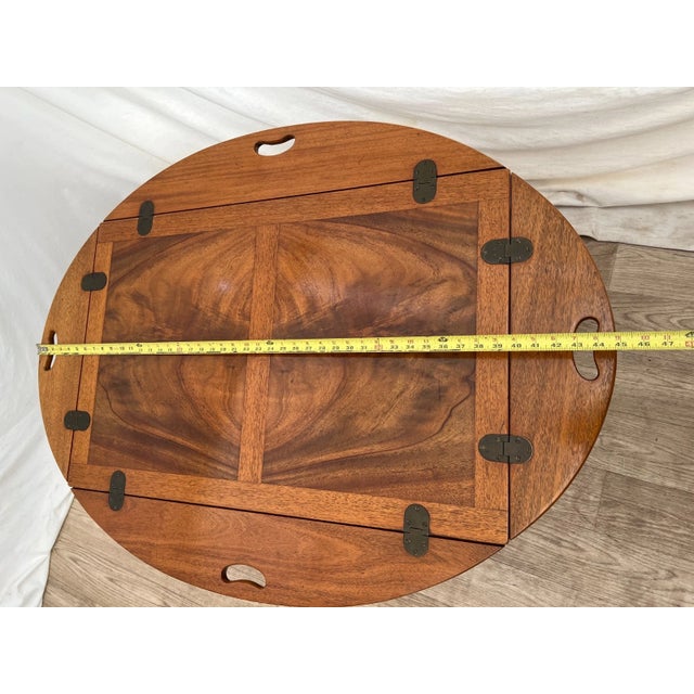 Vintage Heritage Henredon Butler's Tray Oval Cocktail Table Flame Mahogany For Sale - Image 9 of 15