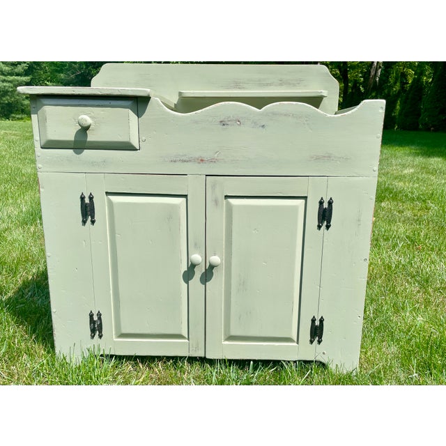 Restored Mid-Century Country Style Sage Green Dry Sink For Sale - Image 13 of 13