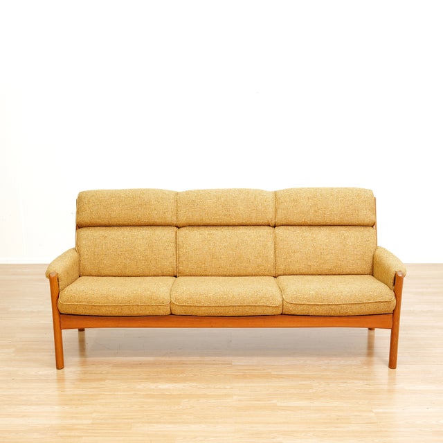 Gold Vintage 1970s Three Seater Sofa by Dyrlund of Denmark For Sale - Image 8 of 12
