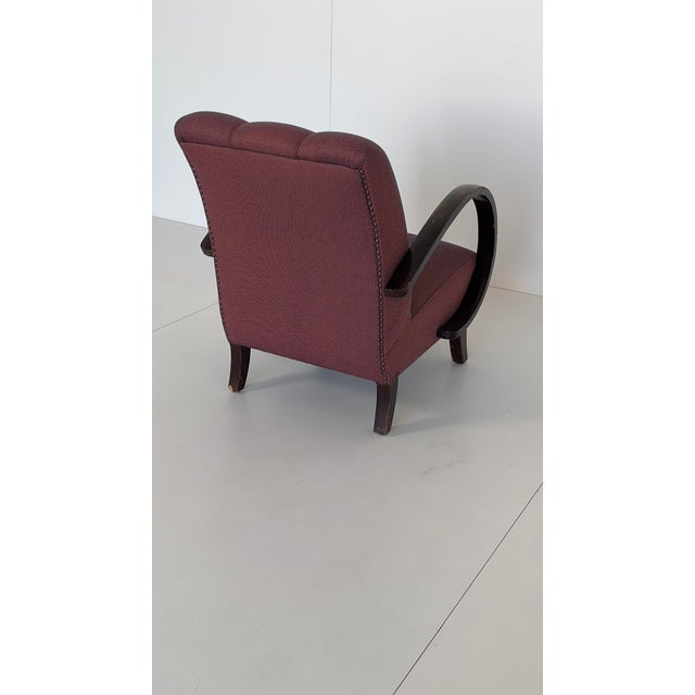Padded Armchair in the style of Jindřich Halabala, 1930s For Sale - Image 4 of 11